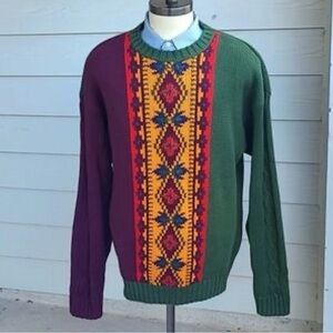 Mens Vtg Tommy Hilfiger sweater Fair Isle / Southwestern cable knit Large Aztec